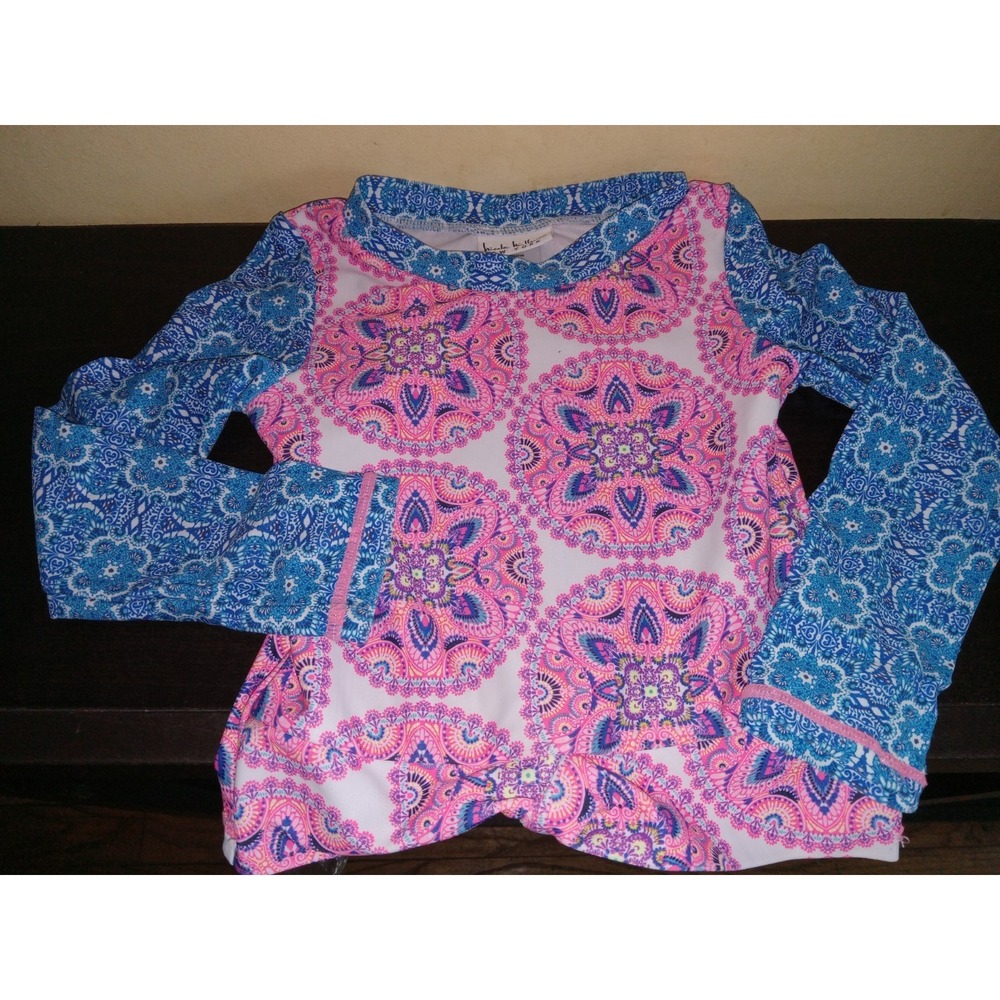 Nicole Miller New York Girls 4T Long Sleeve Rash Guard‎ Swim Top Shirt Paisley